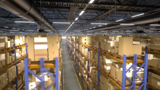 Warehouse interior shelves
