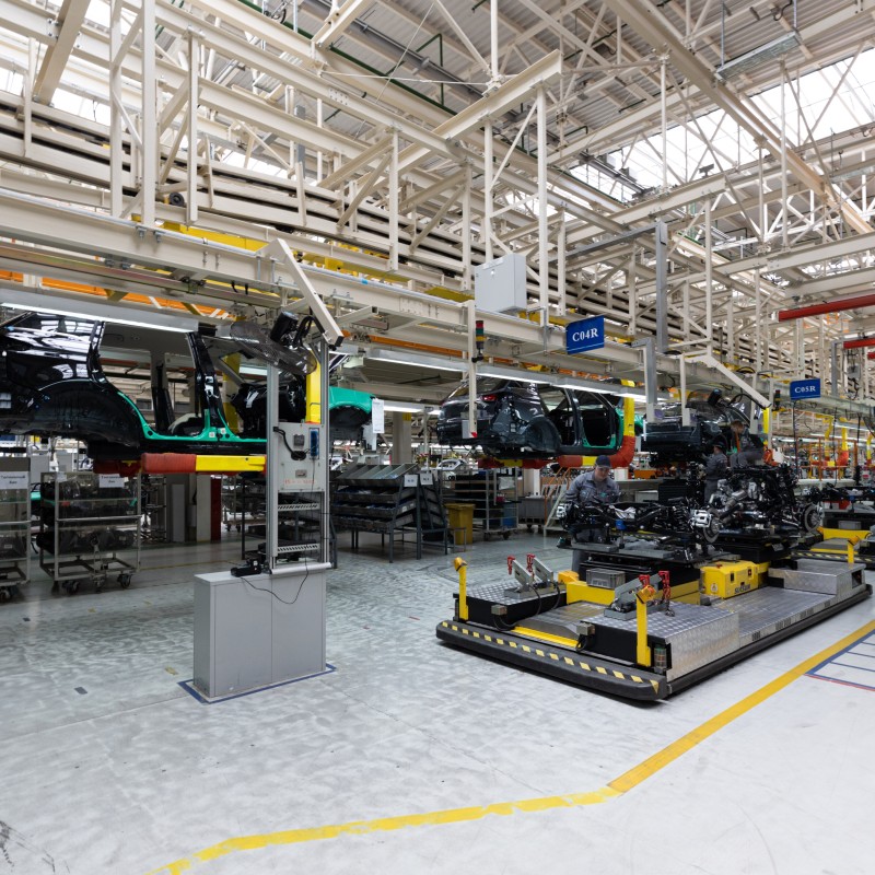 Automobile production line modern car assembly plant interior hightech factory manufacturing